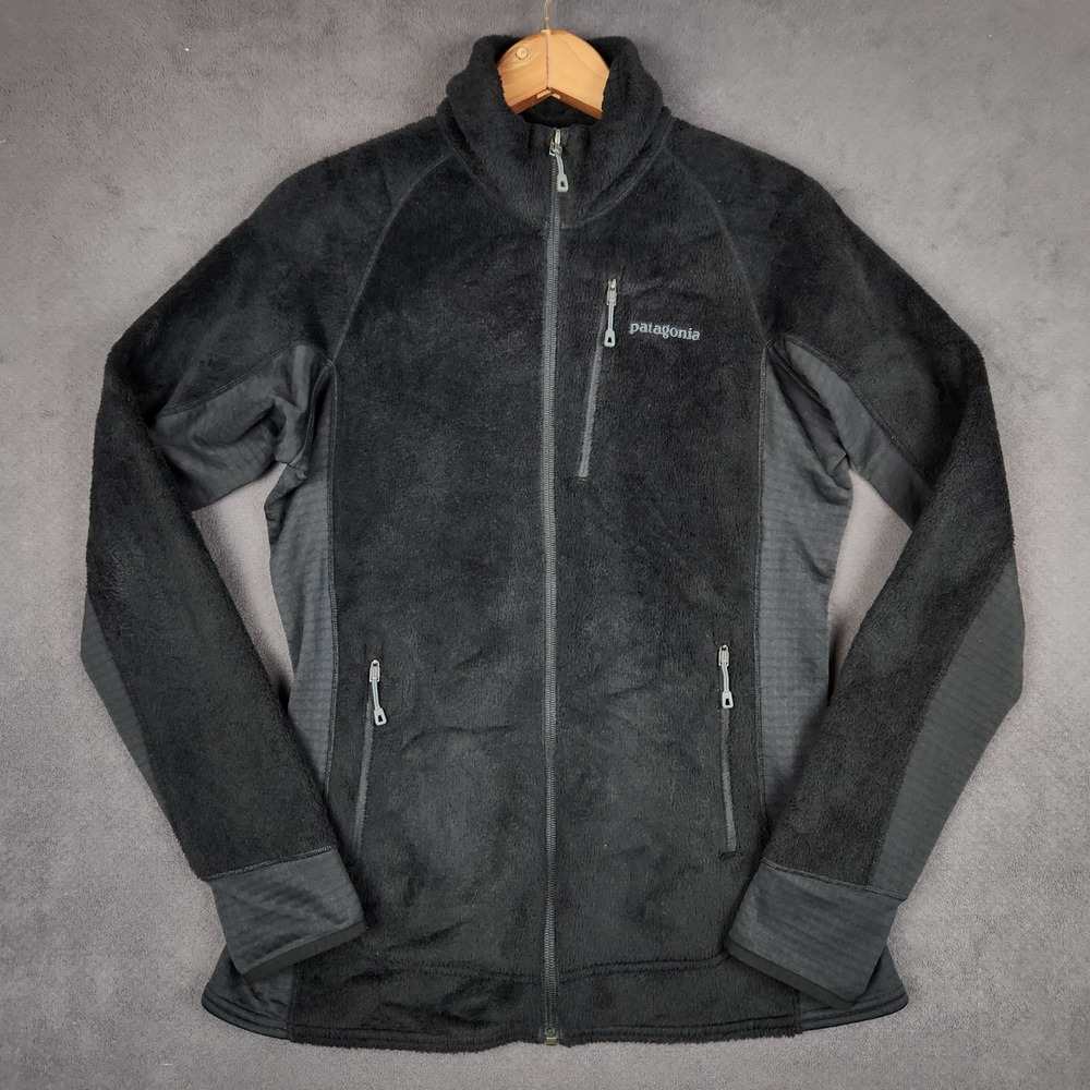 Patagonia R2 Fleece Jacket Womens Medium Black Full Zip Hybrid Polartec 25148